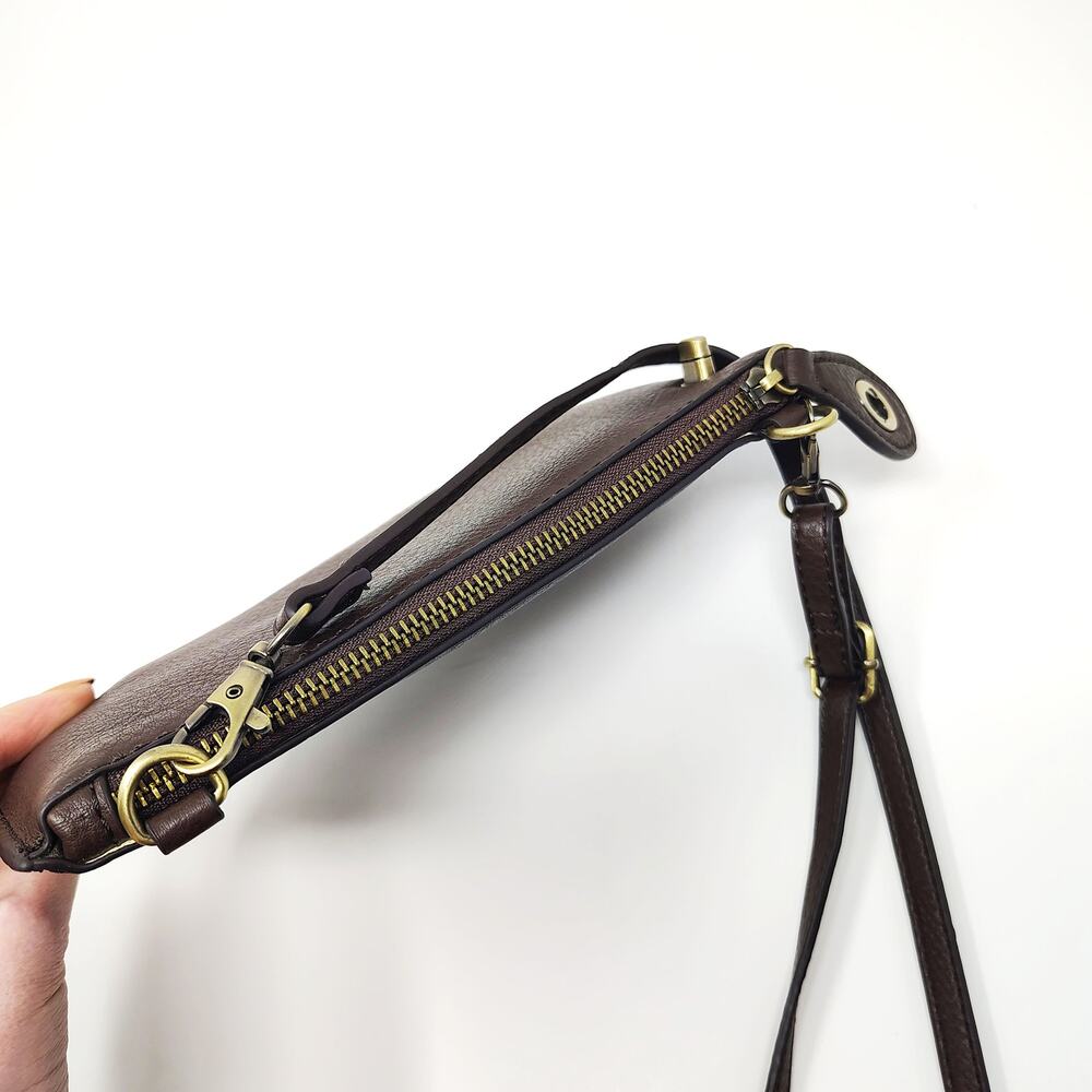 Joy Susan Crossbody Brown Faux Leather Vegan Purse Bag Minimalist Chic Boho - Picture 7 of 9